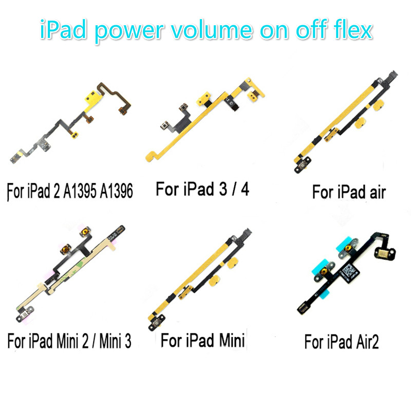 Power volume On Off Flex Cable For iPad 2 3 4 5 6 mini 1 mini 2 mini 3 mini 4 